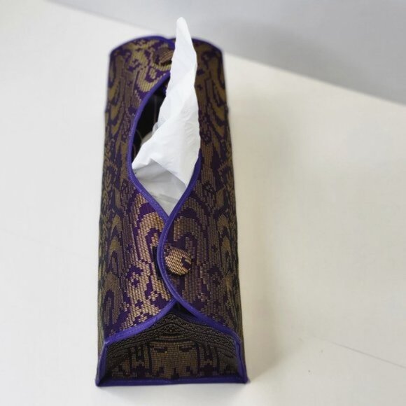 Unique Home decor Accents Purple and Gold Songket Tissue Box Holder - Picture 4 of 10